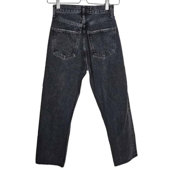 Agolde 90s Pinch Waist High Rise Straight Jean Black Washed Size 23 - Picture 2 of 7